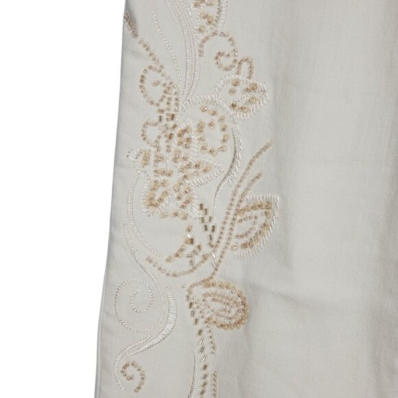 NWT Chicos Pull-On Jegging Jeans Women's 6 (0.5R) White Embroidered Beaded - Picture 4 of 9